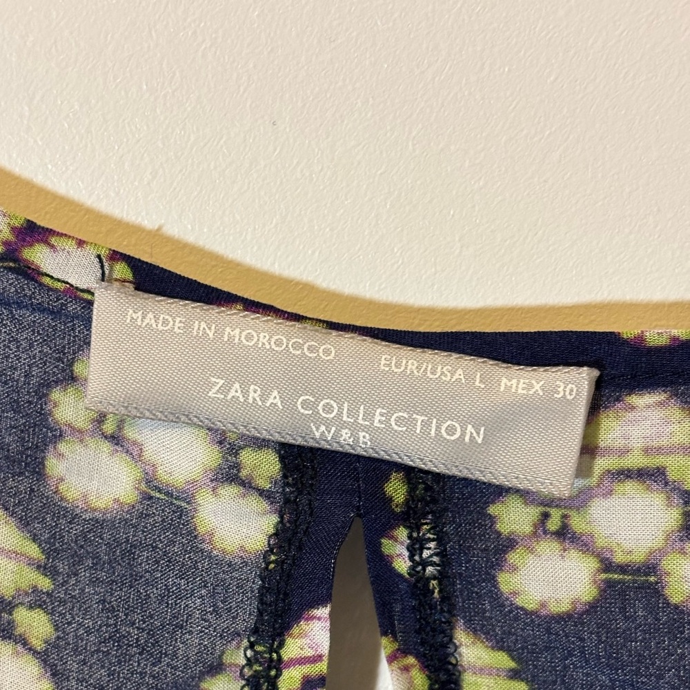 Zara Collection cotton Navy and Cream Patterned Women's sequin tank top Large - Picture 6 of 8